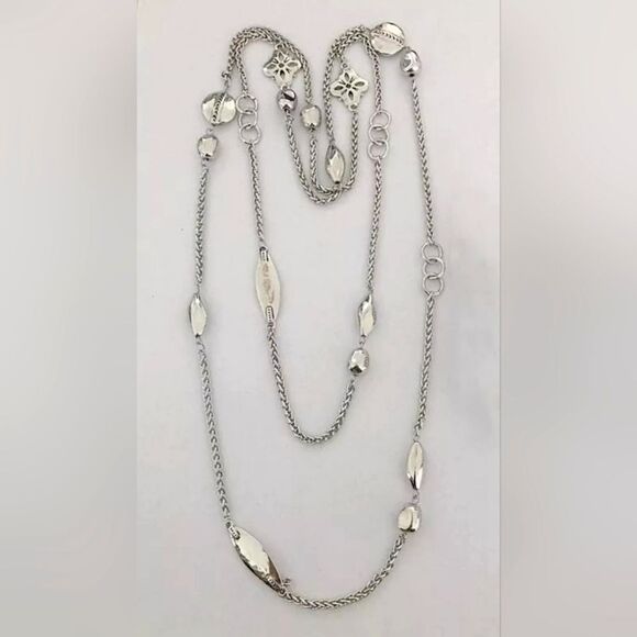 CHICO'S SILVER TONE 52" NECKLACE NWOT - Picture 1 of 2